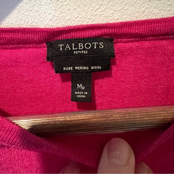 Talbots Merino Wool Dolman Half Sleeve Blouse Raspberry Color Size MP - Picture 4 of 6